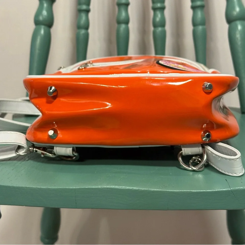 Teddy Fresh Glossy Orange and White Mini PVC Backpack
